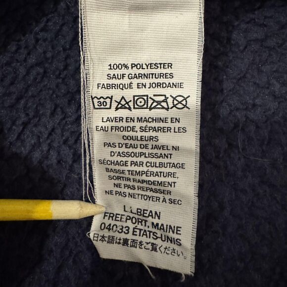 L.L. Bean Hoodie Sweater Fleece Snap Neck Henley Pullover Brown Blue Mens Med - Picture 8 of 8
